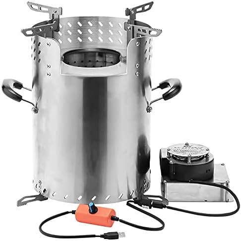 Outdoor Wood Burning Stove, Tent Stove, Fireplace Heater Log Charcoal Burner with External Blower And Grill, Camping Stove for Winter Camping, Hunting, Cooking, Hiking, Fishing, Backpacking