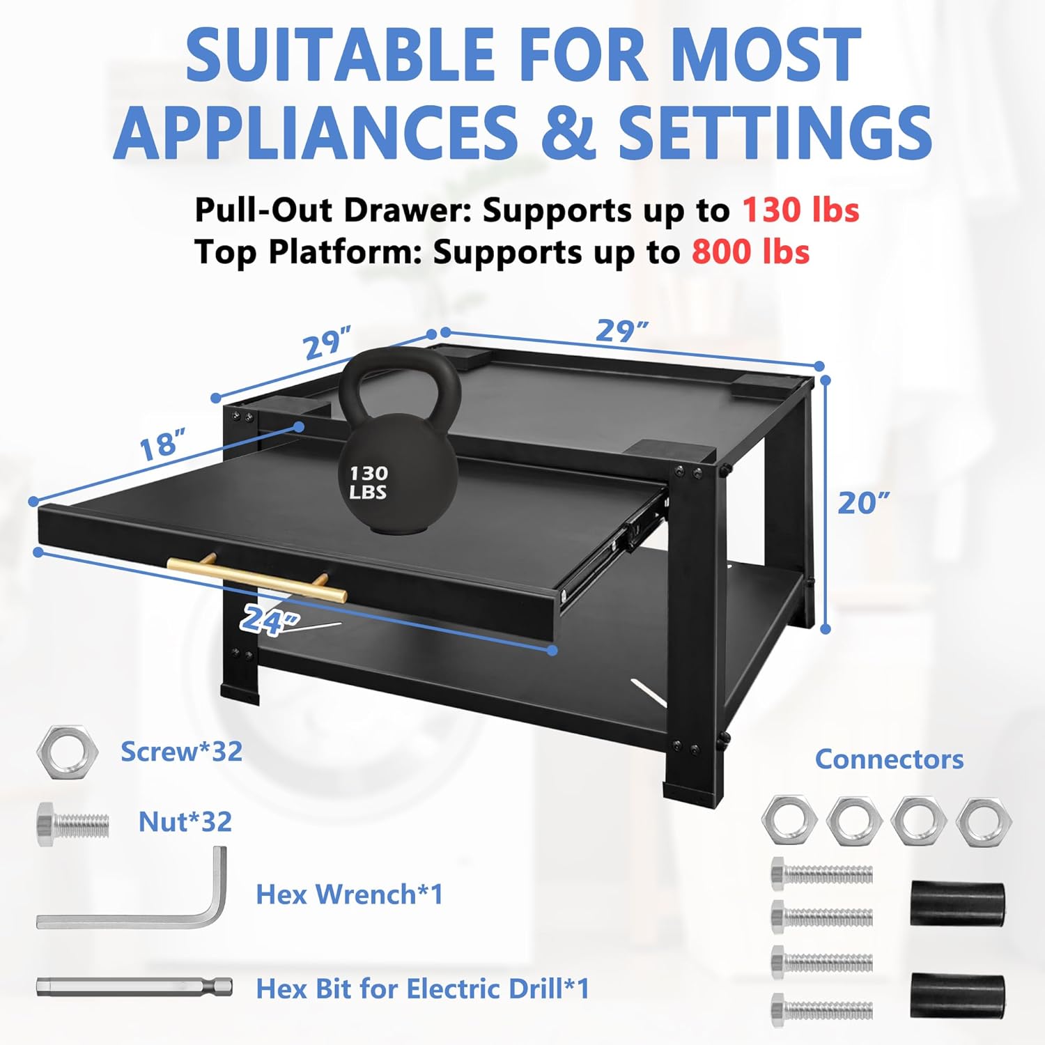 Royxen Washer and Dryer Pedestals Heavy Duty Metal Laundry Pedestal 29