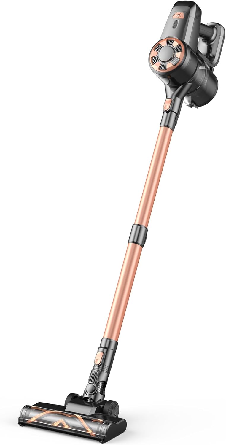 DevoacLife Vacuum Cleaner, 6-in-1 Lightweight Vacuum Cleaner with Powerful Suction, Self-Standing, 45 Mins Runtime, Rechargeable for Home, Hardwood Floor, Carpet DL01