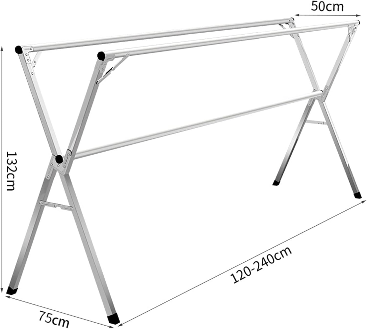 Clothes Drying Rack, Multiple Use Foldable Laundry Dryer Adjustable, Laundry Drying Rack Collapsible, Clothes Drying Rack Outdoor, for Indoor Outdoor (2.4m)
