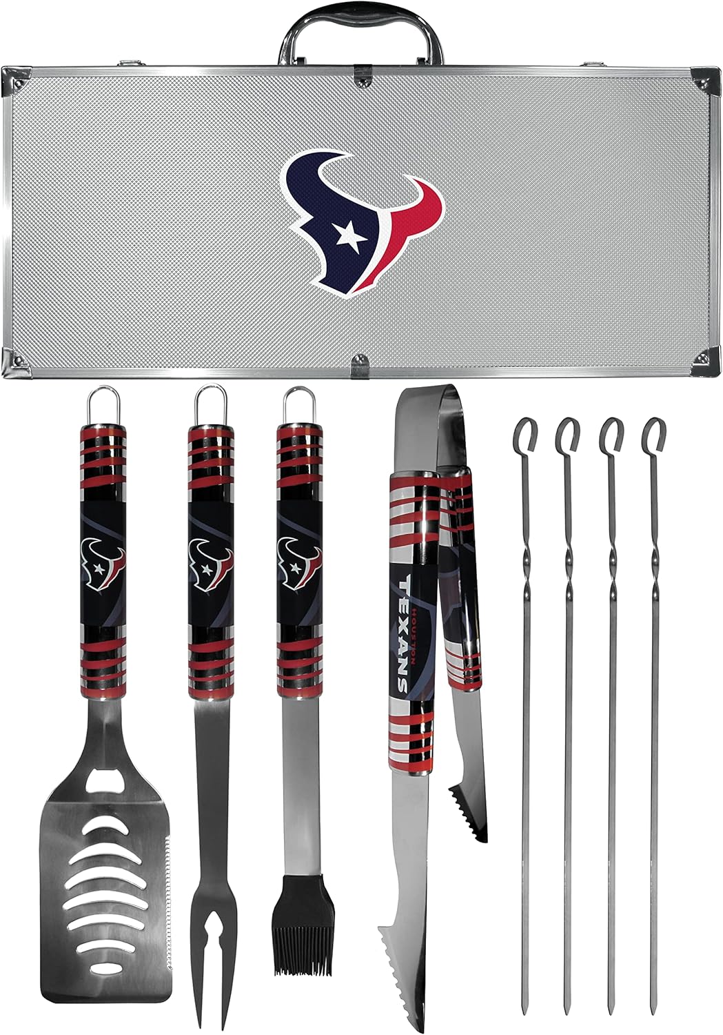 NFL Siskiyou Sports Fan Shop Houston Texans Steel Tailgater BBQ Set w/Case 8 piece Gray