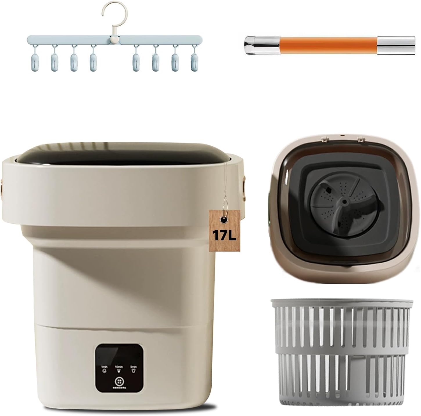 Portable Washing Machine,17L Mini Washer,Upgraded Large Capacity Foldable Washer.Deep Cleaning Baby Clothes,Pet clothing,Small Clothes,Underwear,socks.Suitable for Apartments,Dormitories,Hotels(White)