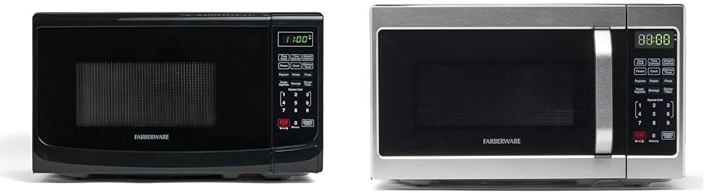 Farberware Countertop Microwave 700 Watts & Countertop Microwave 700 Watts, 0.7 cu ft - Microwave Oven With LED Lighting and Child Lock - Perfect for Apartments and Dorms - Easy Clean Stainless Steel