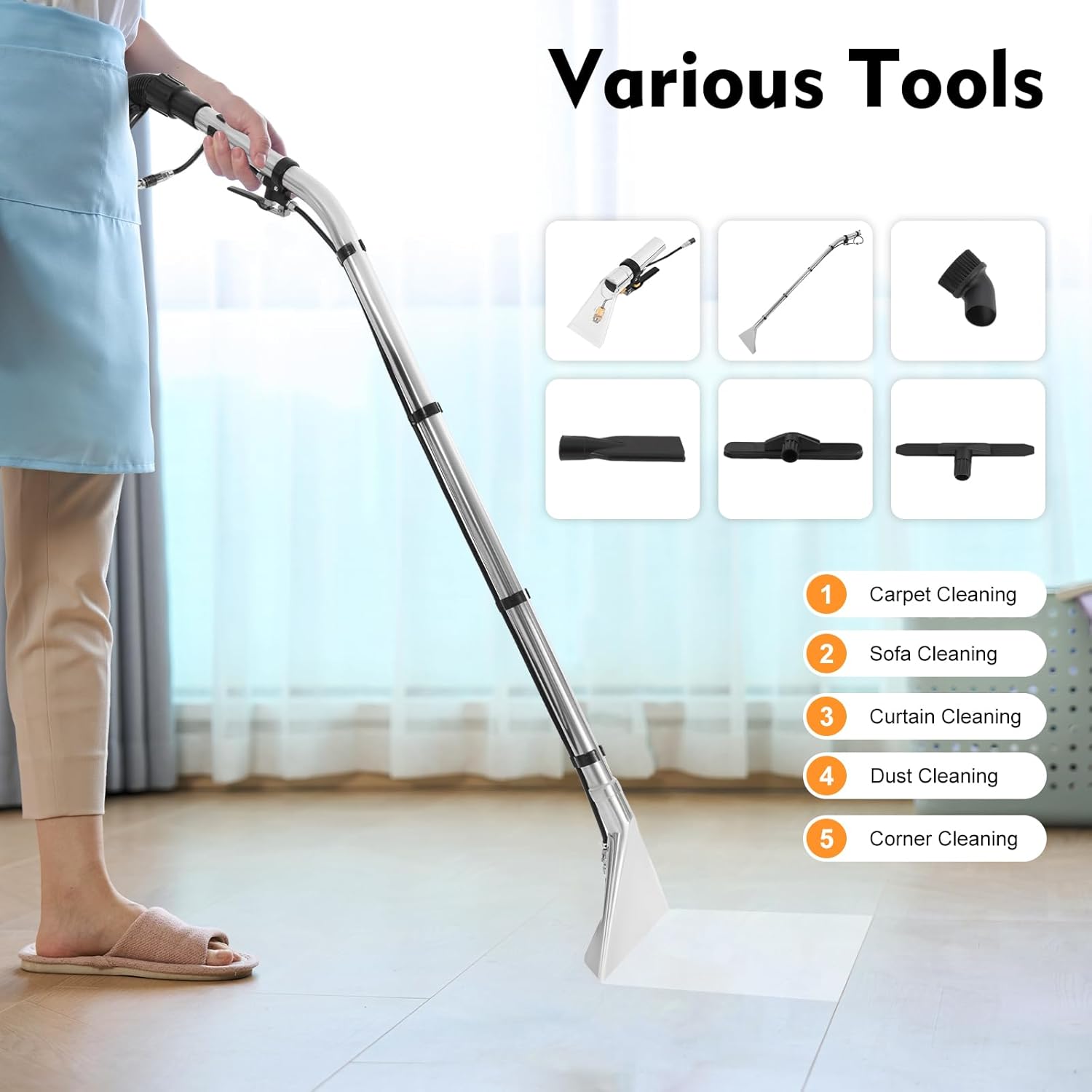 Commercial Carpet Cleaner Machine, 1034W 40L/11Gal Wet Dry Vacuum Cleaner Household Dust Cleaner Extractor, 87PSI Carpet Spraying Floor Brush Cleaning Machine Vacuum Washing Machine, 110V