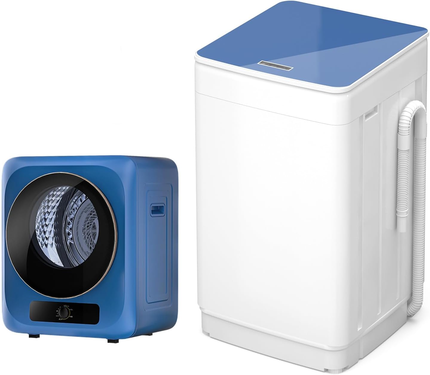 VCJ Portable Washing Machine and Dryer Set, 18lbs Fully Automatic Washer and 10lbs Portable Dryer with Stainless Steel Tub, Compact Washer and Dryer Combo for Apartment, RV, Dorm