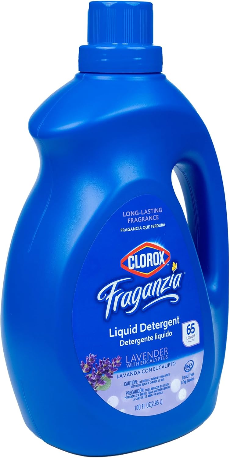 Clorox Fraganzia Liquid Laundry Detergent in Lavendar Scent - HE Compatible for All Front and Top Load Washing Machines, High Efficiency Laundry Detergent Compatible, 100 Fl Oz
