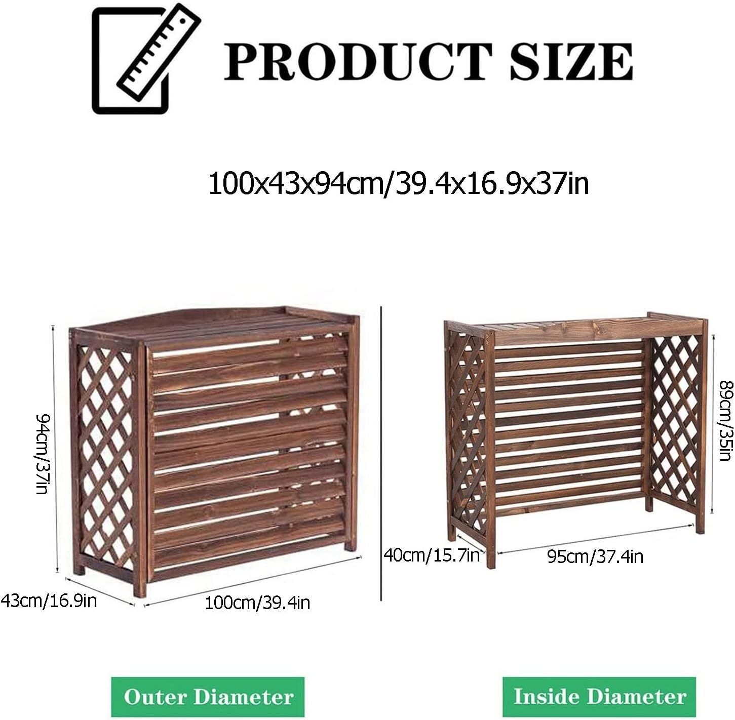 Ac Cover For Outside Unit,Air Conditioner Privacy Screen,Freestanding Louvered Space Divider,Fence To Hide Air Conditioner,Wooden Air Conditioner Cover Flower Stand Solid Wood Air Conditioni
