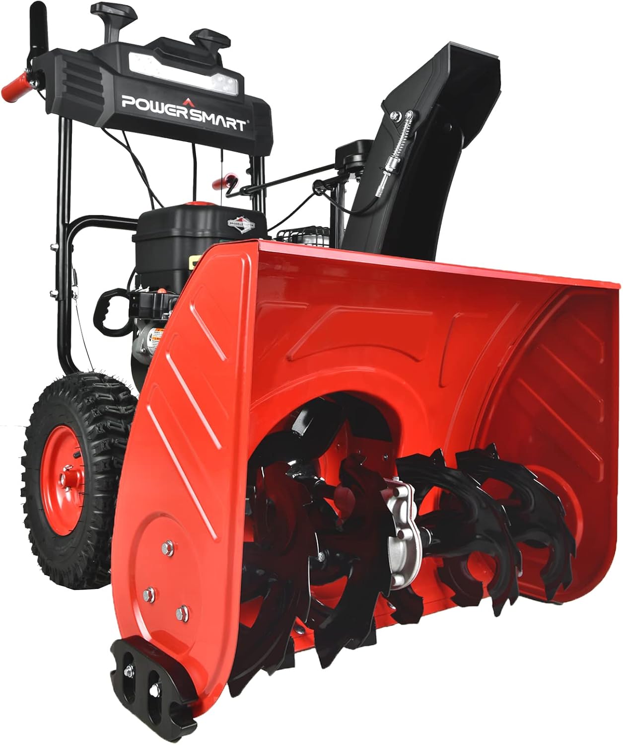 PowerSmart 26 Inch Snow Blower Gas Powered, 2-Stage 208cc B&S Engine with Electric Start, Led Light, Hand Warmer, Self Propelled BS26
