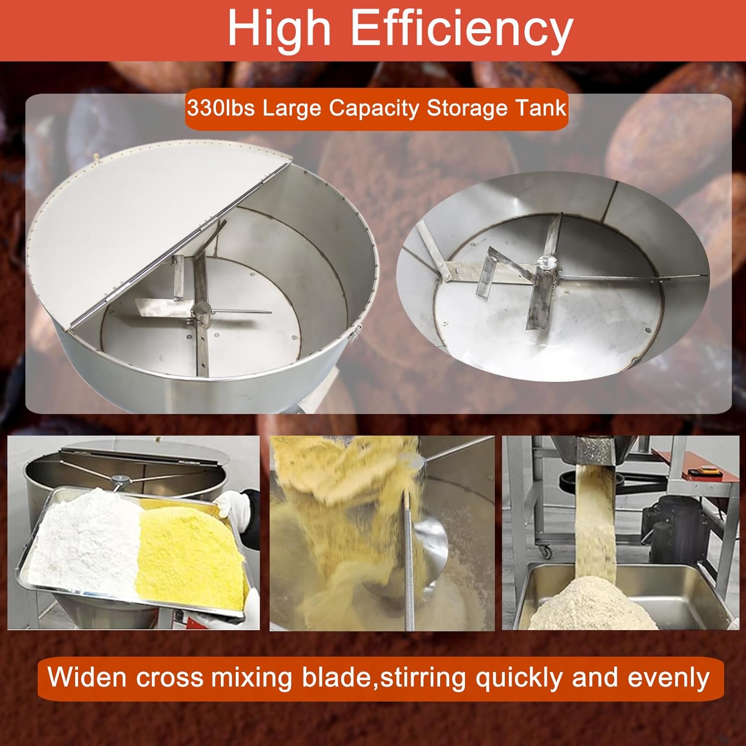 440lbs Powder Mixer Blender Feed Mixer Blender Mixing Machine Dry&Wet Particle 201 Stainless Steel 220v 4kw