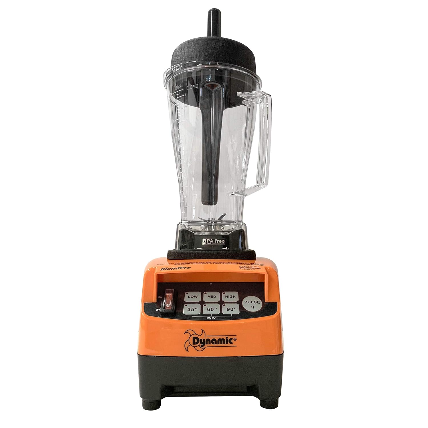 Dynamic BL002.1.T BlendPro 2T Commercial Performance Food Blender with Four Speed Controls, One Touch, 68 oz. Container, Black/Orange, 115V