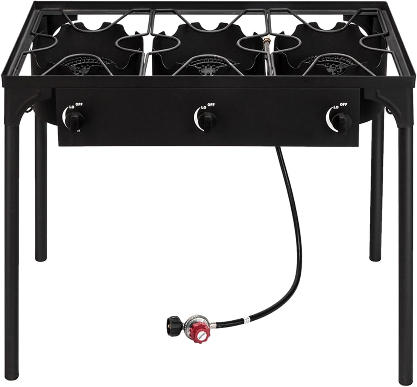 3 Burner Propane Gas Stove, Outdoor Camp Stove,High Pressure Propane Gas Cooker, Portable Cooking Burner, Grill Stove Burner for Outdoor Cooking,Frying, Boiling, and Tailgating (3 Burner 225000-BTU)