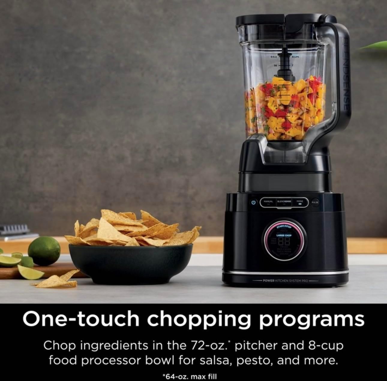 Ninja Detect Kitchen System Power Blender + Processor Pro, Blend Sense Technology, Blender, Chopping and Smoothies, 1800 W, 72 oz Pitcher, 64 oz Food Processor, 24 oz To-Go Cup, Black (model TB 401)