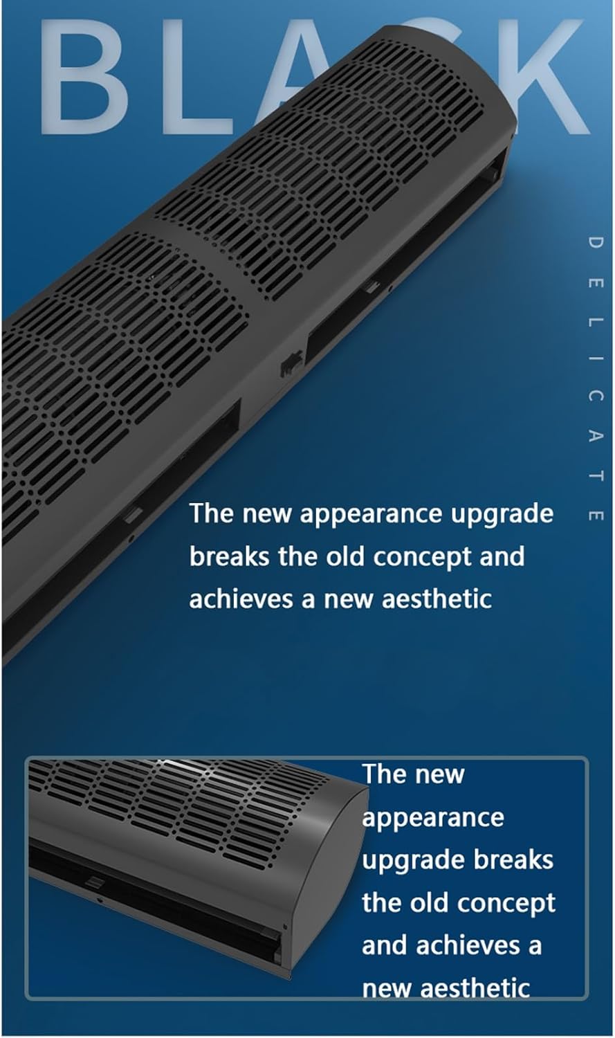 23-inch, 35-inch, 39-inch Black Commercial Thin Door Air Curtain Machine, High-Efficiency Energy-Saving Natural Wind(120cm(47.2inch))