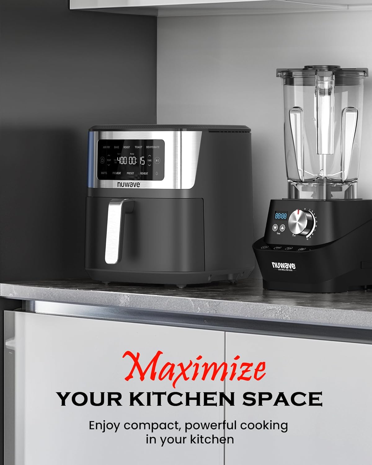 Nuwave Brio Plus 6-in-1 Air Fryer, 7-Qt Large Capacity, 50°F–400°F Precise Temp Control, Non-Toxic PFAS-Free Nonstick, Air Fry, Bake, Roast, Toast, Dehydrate, Reheat, 100 Presets, Dishwasher Safe