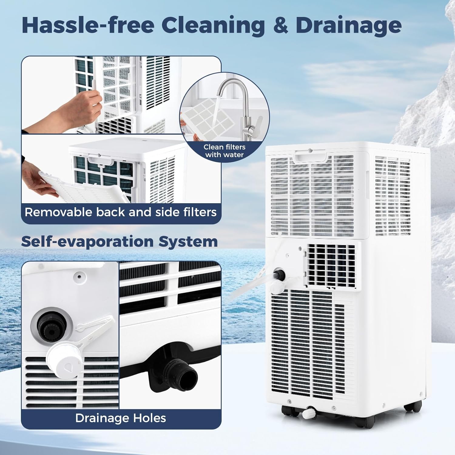 DORTALA Portable Air Conditioner 10000 BTU, 3-in-1 AC Unit with Remote Control, Dehumidifier, 24H Timer, Window Kit, Standing AC for 450 Sq.FT Apartment, Bedroom, White