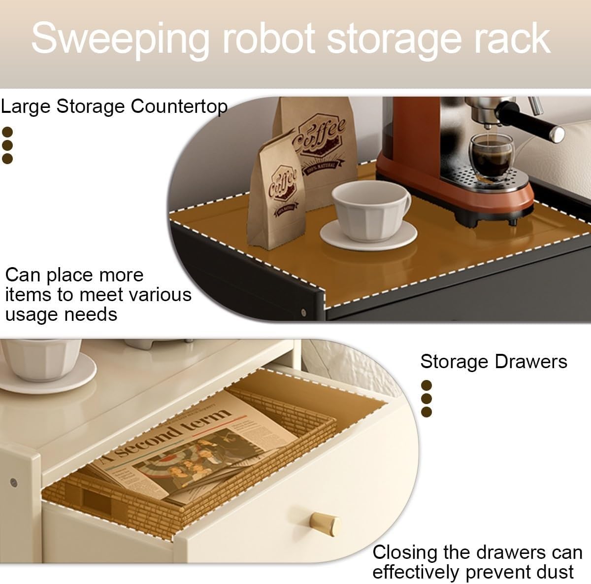 Robot Vacuum Cabinet Robot Vacuum Storage Rack Bamboo Freestanding End Table for Living Room, Home, Office, Entrance, Corridor(Natural)