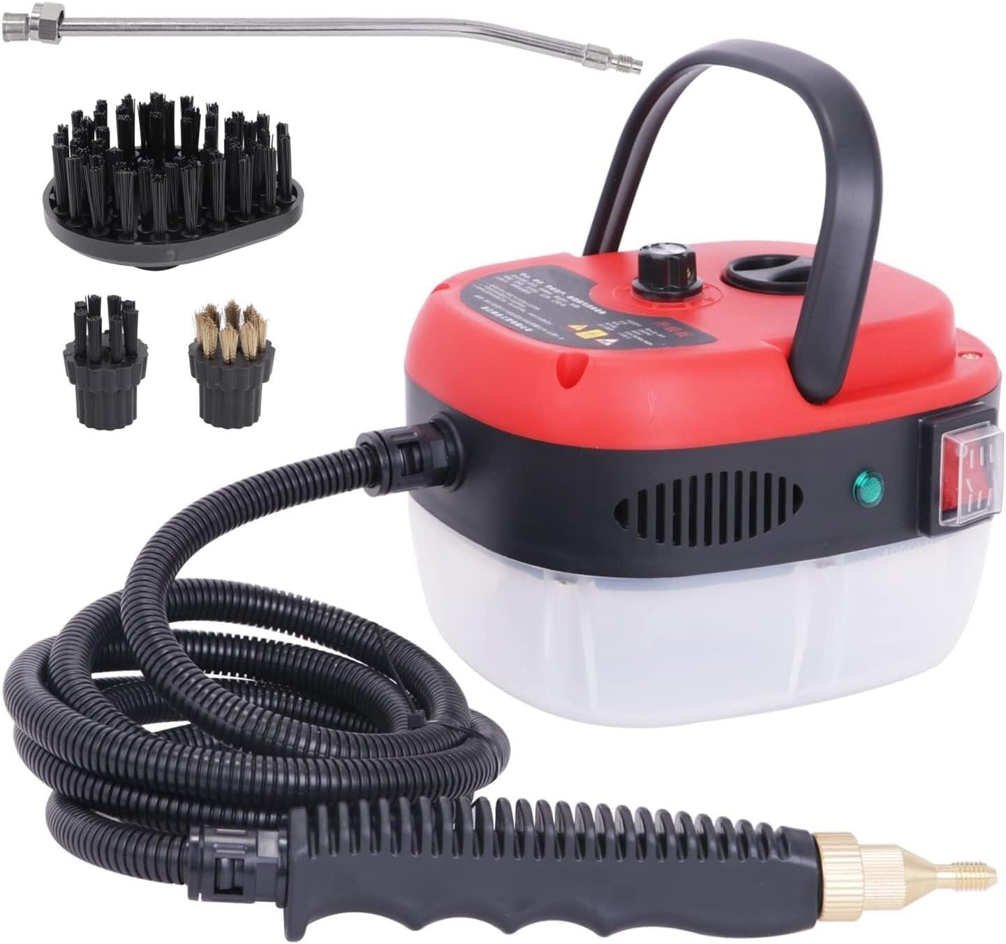 2500W High Pressure Steam Cleaner, Multi-Purpose Hand-held Steamers Portable Steam Cleaning Machine Powerful Steam Tool(Red)