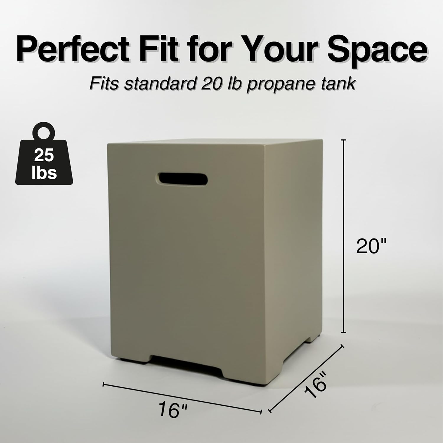 20 LB Propane Tank Cover & Outdoor Side Table.Outdoor Tank Storage Hideaway Table for Gas Fire Pits - Durable MgO Composite, Weatherproof Hideaway for Fire Pits, Grills, Patio Heaters (Aqua Grey)