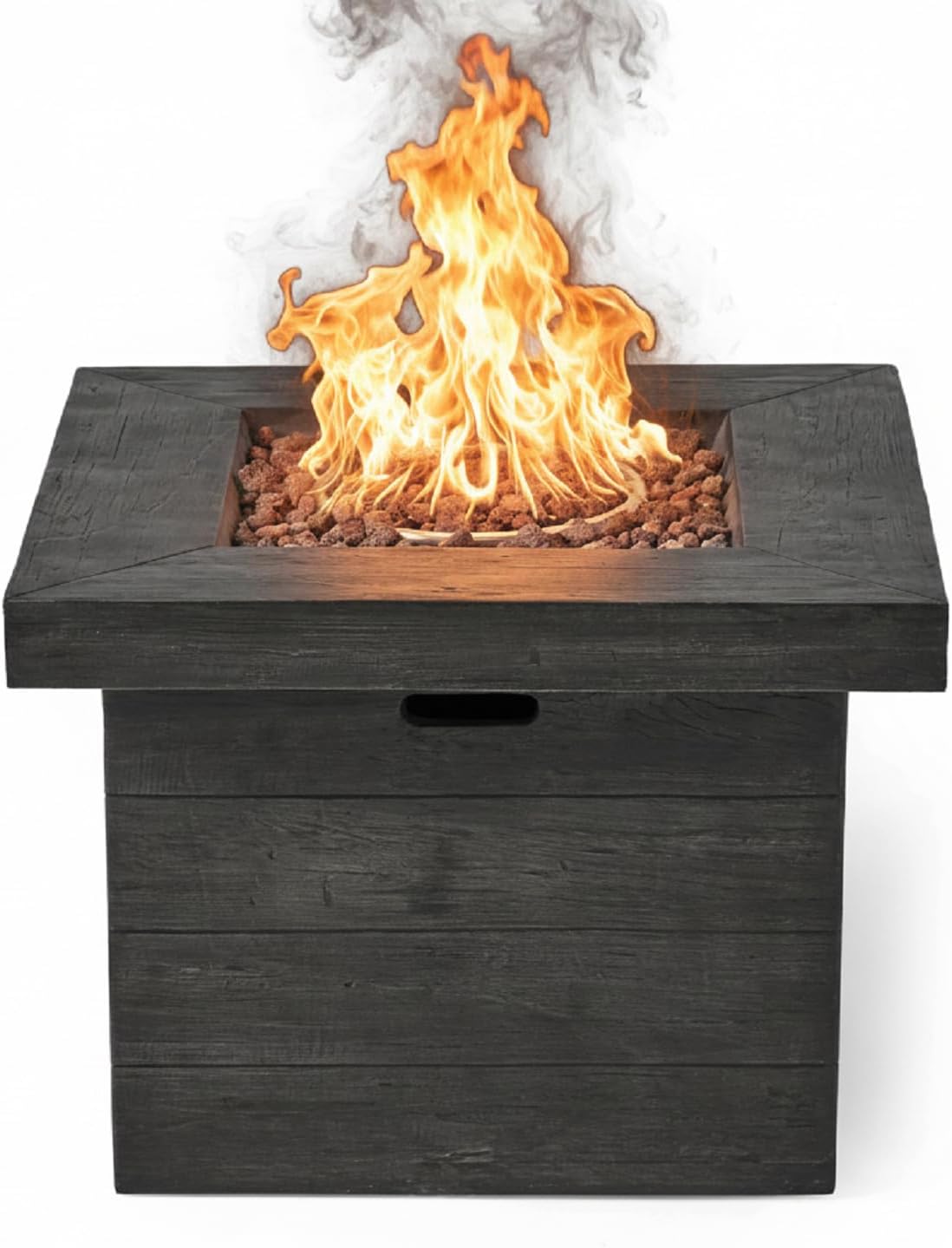 32 Inch Square Propane Fire Pit Table, 40,000 BTU Outdoor MGO Fire Pit in Grey, Wood Pattern Design for Patio Backyard Garden, Gas Fire Pits for Outside Use, Only Table (Not Included Cover & Propane)