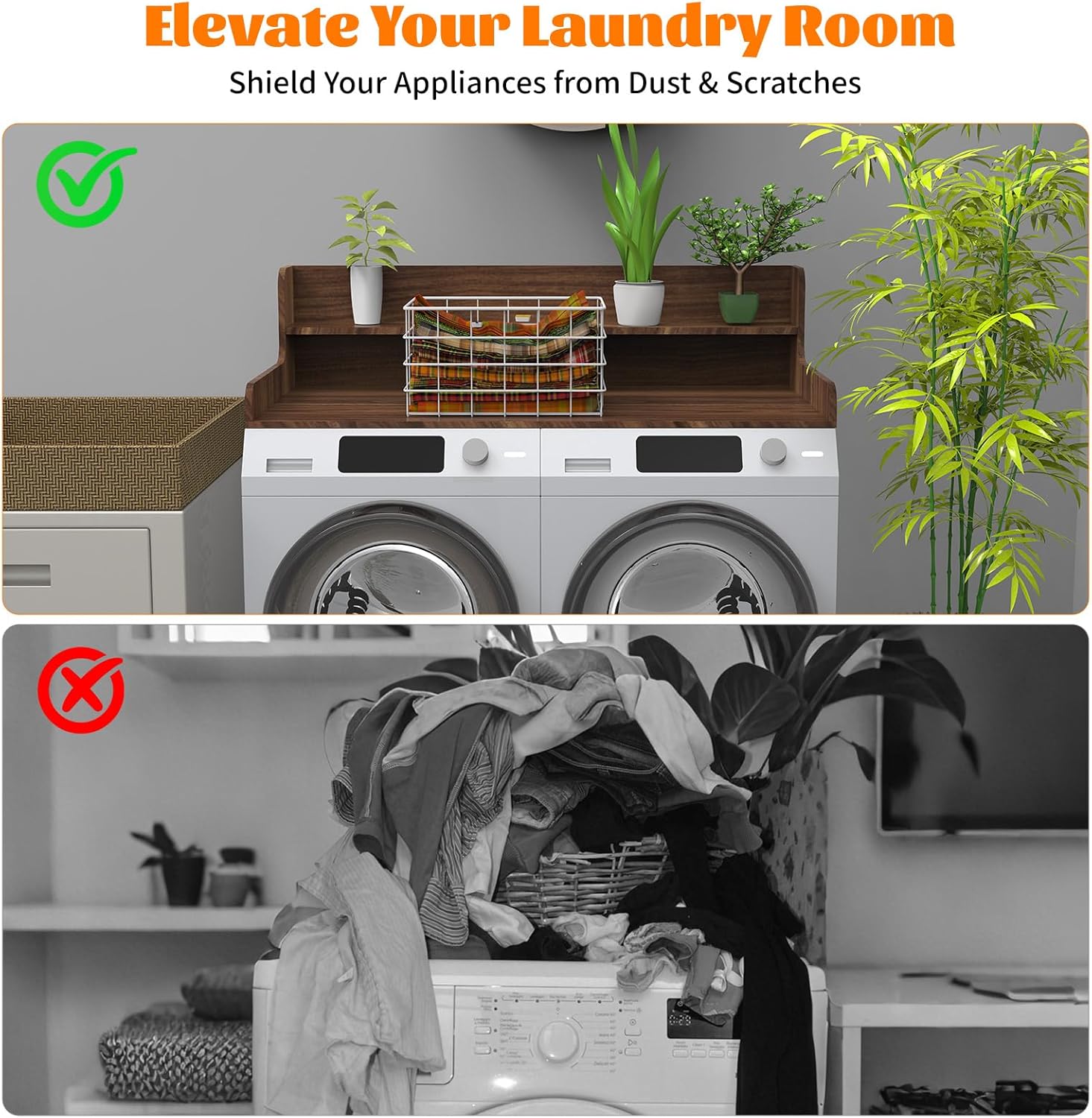 2-Tier Washer Dryer Countertop with Charge Station, 54