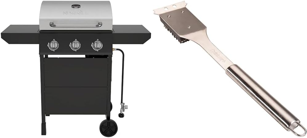 Nexgrill 3 Burner 27000 BTU Propane Gas Grill with 429 sq in Cooking Area Bundle with Cuisinart 16.5