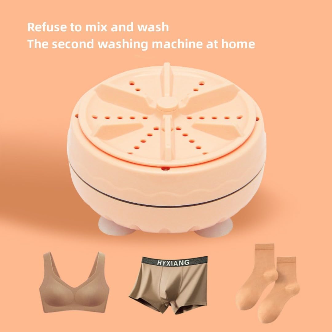 Generic Portable Washing Machine, Front Load, Ultrasonic Mini Multifunctional Washer, Fully Automatic, Efficient, Turbo, Pink