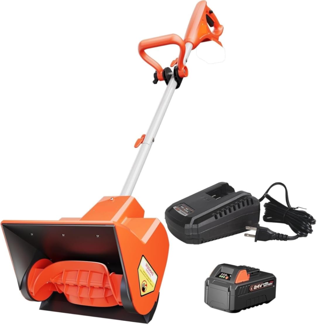 Cordless Electric Snow Shovel, Battery Powered, Includes Battery and Fast Charger, for Driveways and Sidewalks