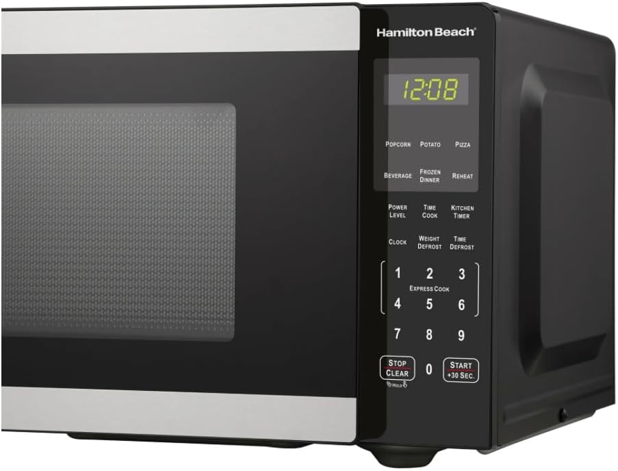 Hamiilton 0.9 Cu ft Countertop Microwave Oven, 900 Watts, Stainless Steel, New