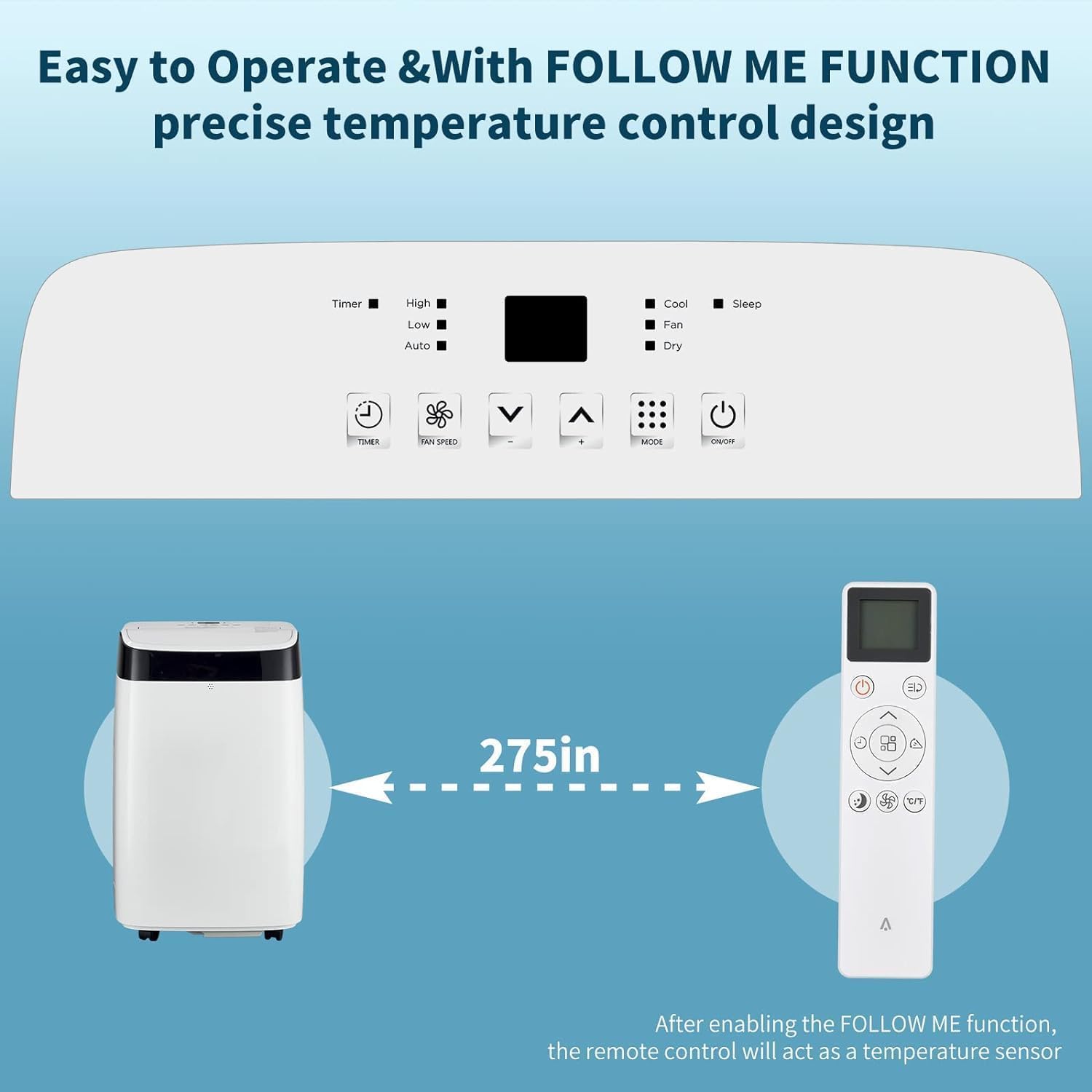 Portable Air Conditioners, Smart Portable Ac with Remote Control, Built-In Cool, Dehumidifier, 3 Speed, 50 DB Quiet, 14000 BTU for Rooms Up to 700 Sq. Ft., Ac Unit for Room Camping Car Office