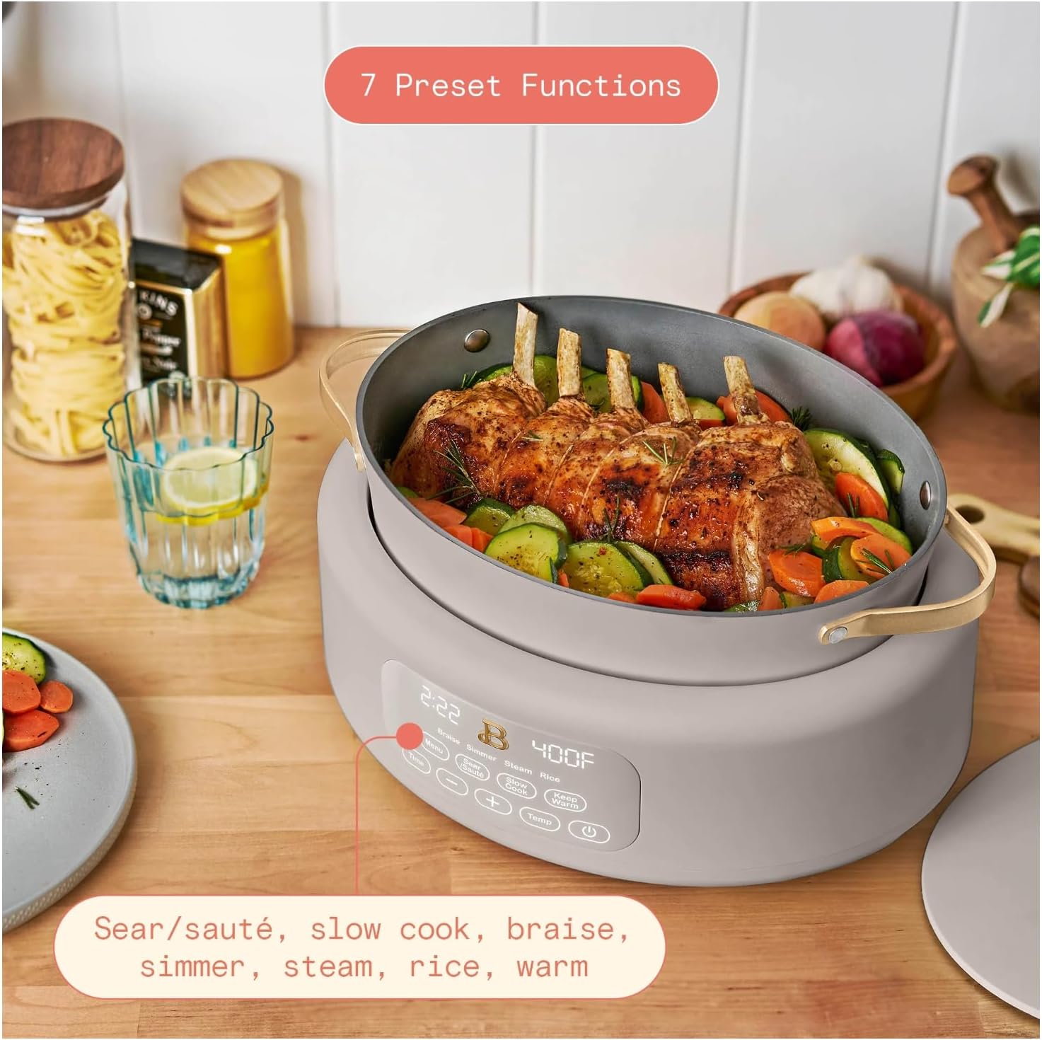 Beautiful 10-in-1 6 Qt Electric Multi-Cooker – Compact Design with Big Capacity: Perfect for Holiday Hosting, Christmas Desserts, Winter Comfort Foods & Everyday Family Meals