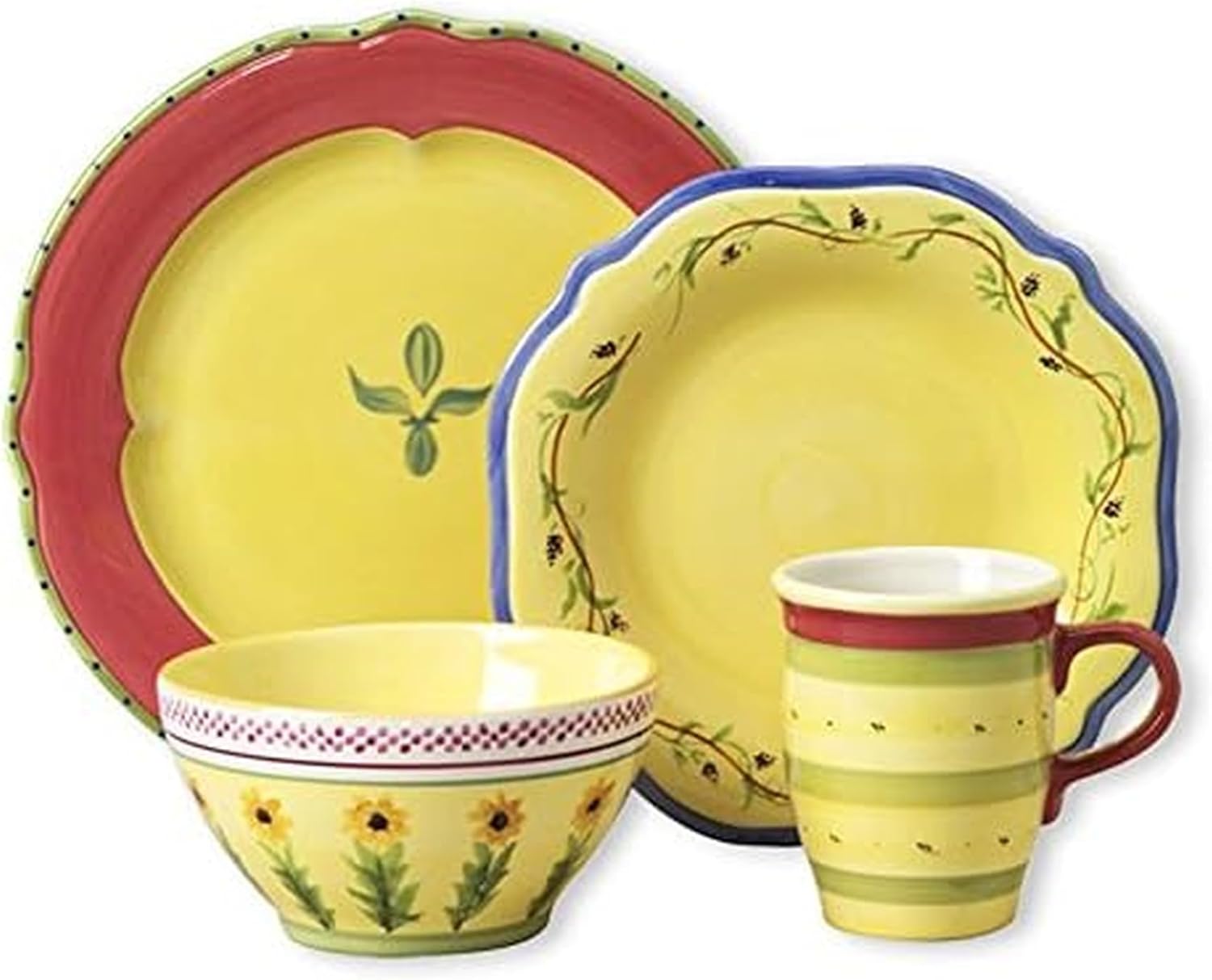 Pfaltzgraff Pistoulet Red 16 Piece Dinnerware Set, Service for 4