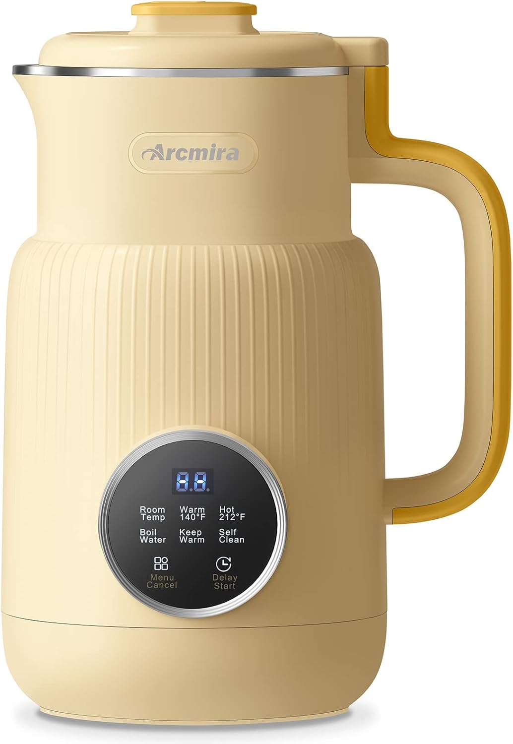 Automatic Nut Milk Maker, 20 oz Homemade Almond, Oat, Soy, Plant-Based and Dairy Free Beverages, Almond Maker with Delay Start/Keep Warm/Boil Water, Soy Bag,Yellow