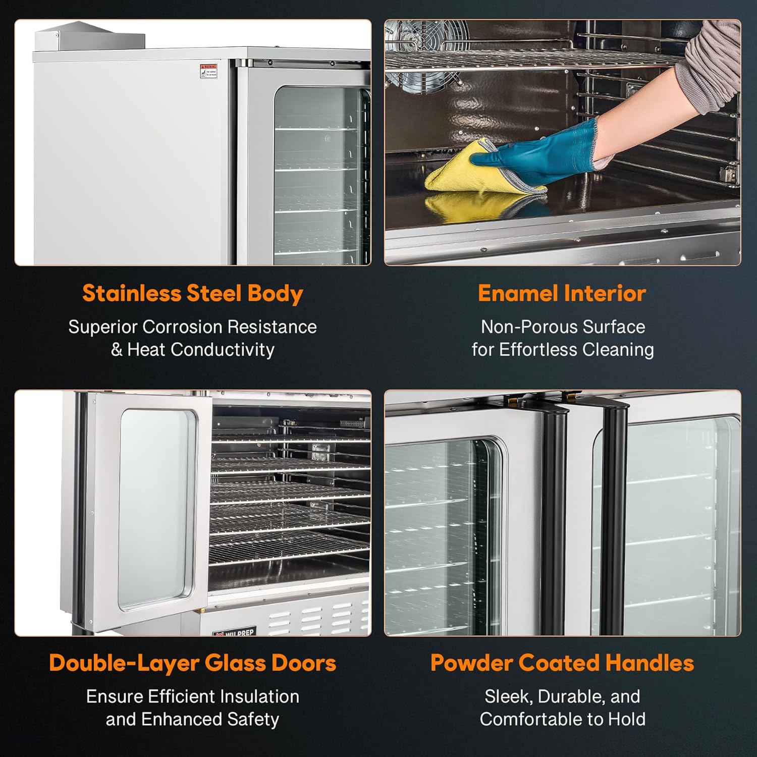 Commercial Convection Oven, Single Deck Electric Convection Oven with 10 kW Power, 7 cu ft Capacity, 38