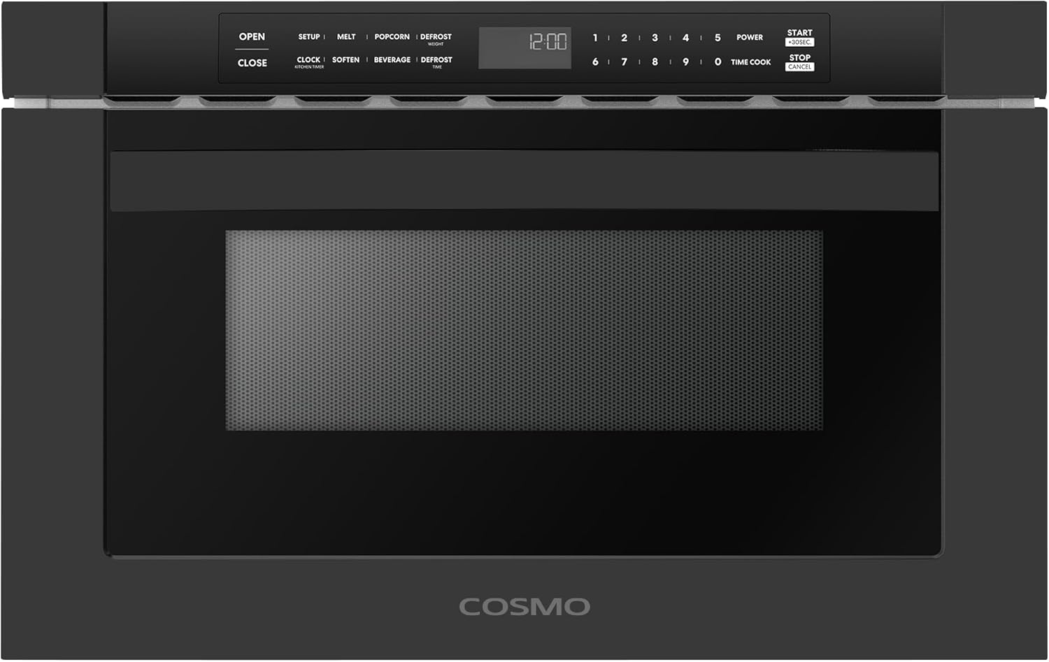 Cosmo COS-12MWDBK 24 in. Haven Collection 1.2 cu. ft. Built-in Microwave Drawer, 1000W, Touch Controls, Defrosting Rack in Matte Black
