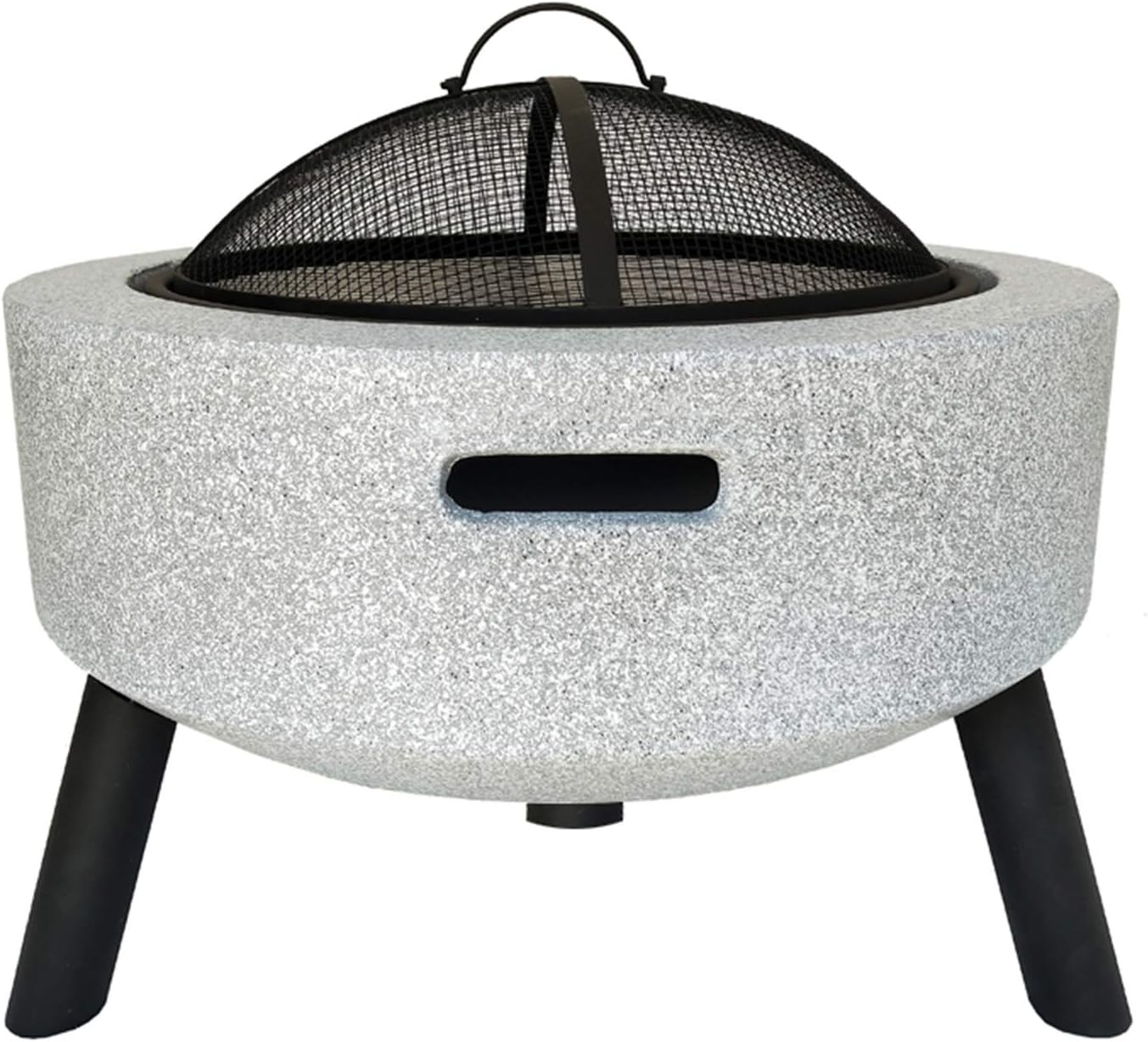 Outdoor Round Burning Fire Pit Fire Bowl for Garden and Patio with BBQ Grill Shelf Heater/BBQ/Ice Pit with Waterproof Cover (3 in 1Fire Pit),White