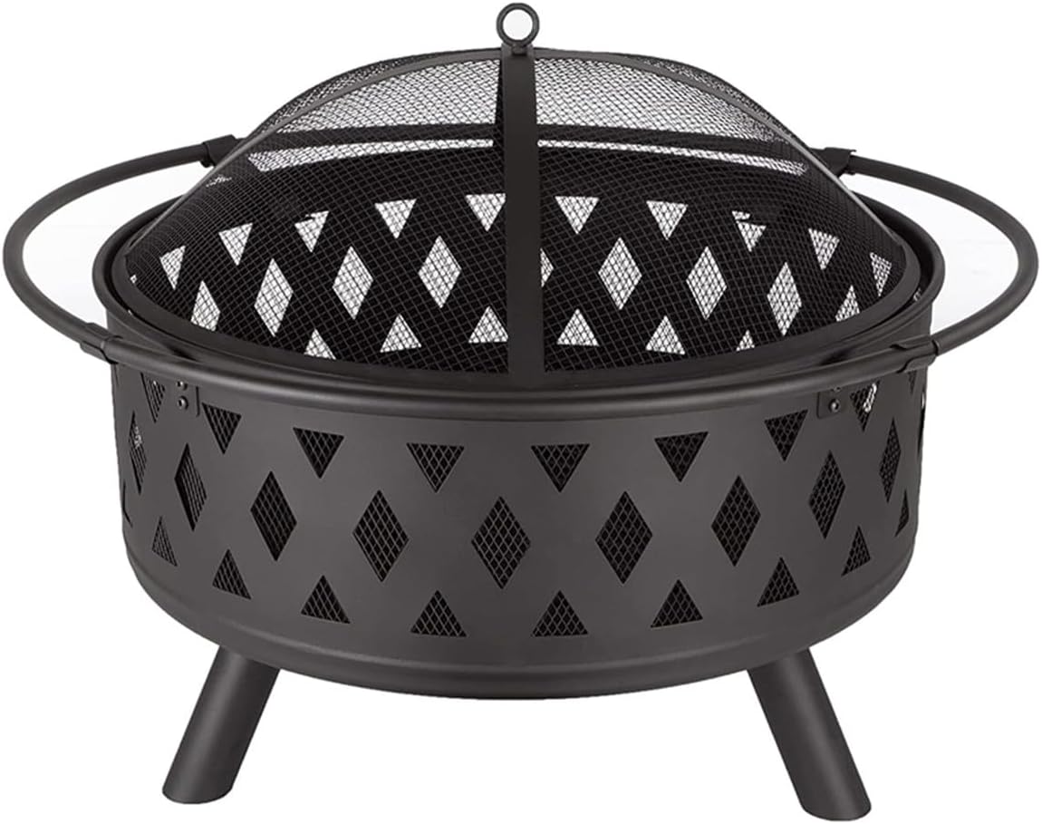 Outdoor Heaters for Patio Wood Burning Fire Pit for Outside with Spark Screen & Fire Grate Heavy Duty Iron Outdoor Fireplace for Backyard Garden & Camping Use