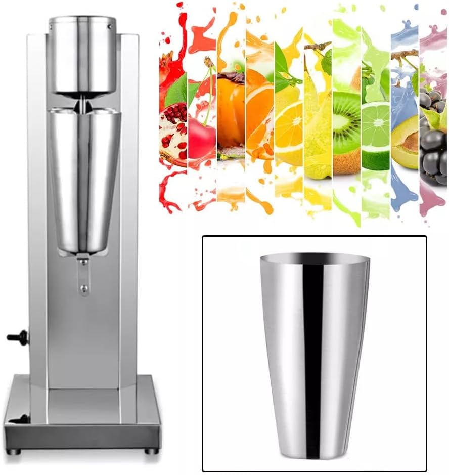 Electric Milkshake Maker Machine, Stainless Steel Milk Blender, Single Head Malt Blender, Drink Mixer, 110V 180W Commercial Smoothie Mixer (Single-head)