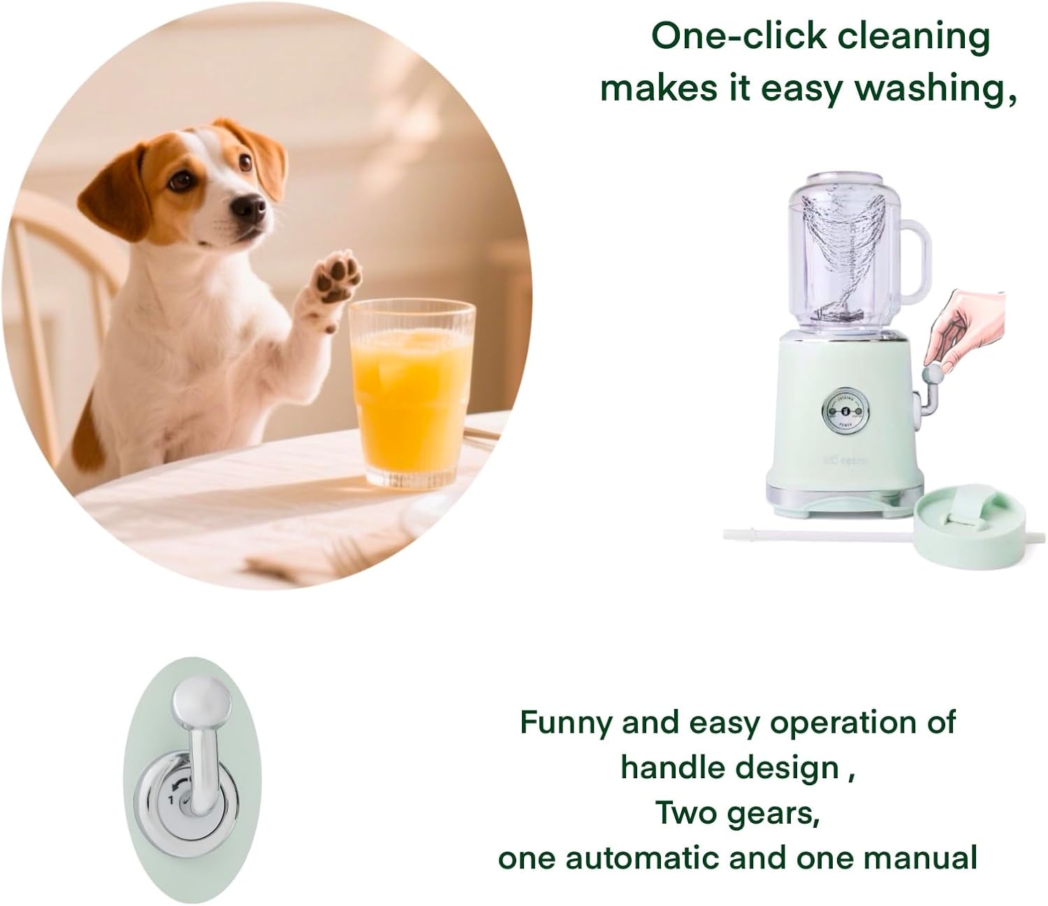 ECretro Retro Smoothie Blenders Countertop Juicer Maker with 20oz BPA Free Travel Cup and Lid, 300W 2-Speed for Shakes and Ice Crush(Light Yellow)