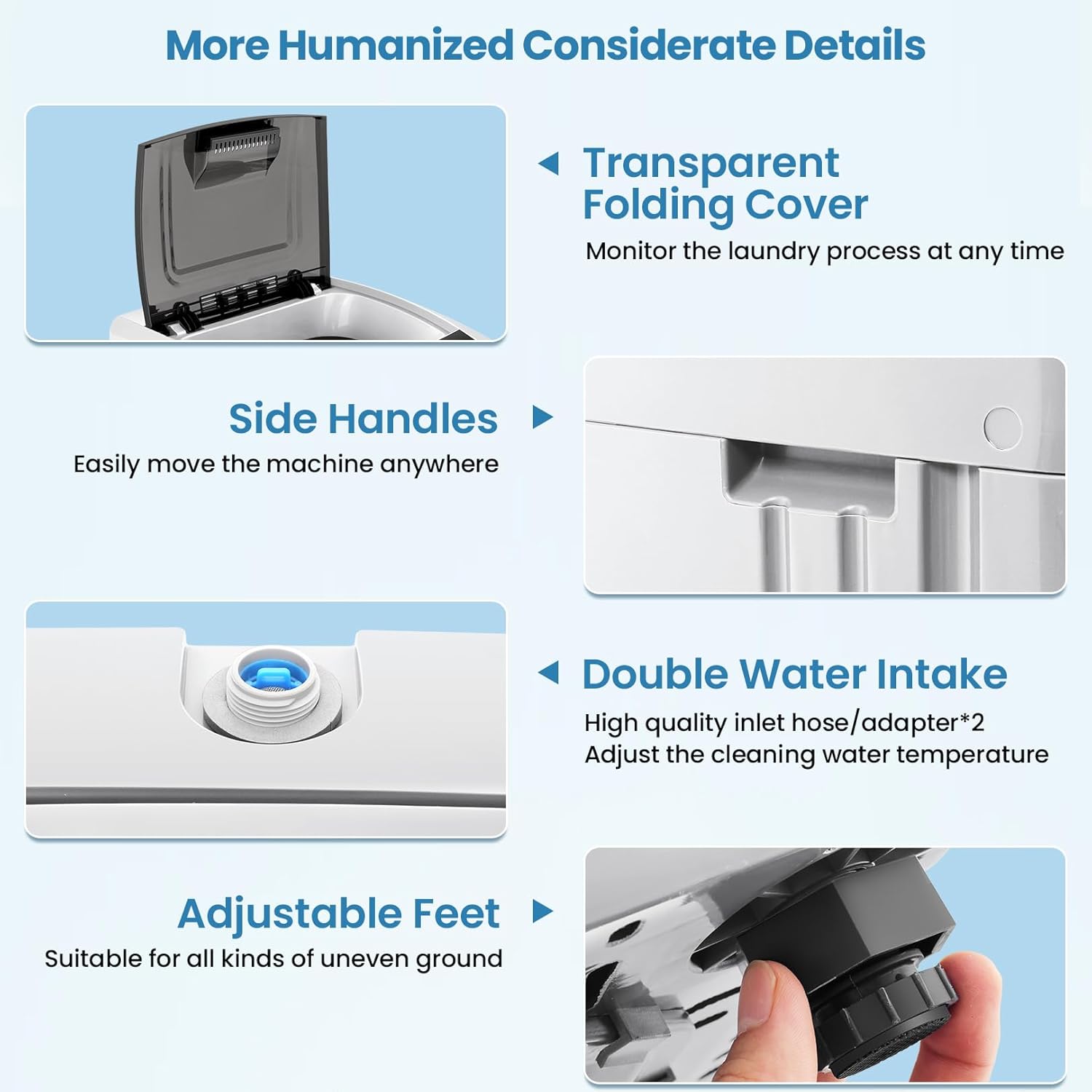 Nictemaw Portable Washing Machine 17.8Lbs Portable Washer with 10 Programs 8 Water Levels, 2.4 Cu.ft Compact Washer Machine with Drain Pump, Compact Laundry Machine for Apartment, Home, Dorms, Rv