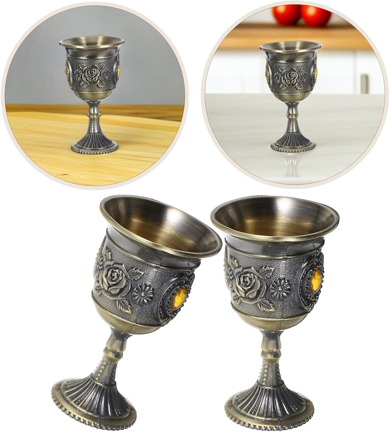 Vintage Metal Wine Goblet Retro Liquor Cup Household Decorative Wine Cup Comfortable Touch