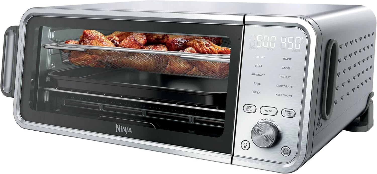 Ninja FT405CO 10-in-1 Digital Air Fry Oven with Extra Large Capacity, Flip Up and Away, Stainless Steel Body, and Temperature Control (Renewed)