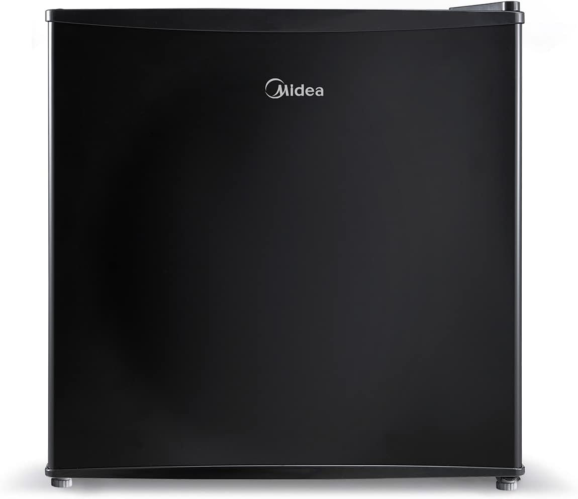 Midea WHS-65LB1 Compact Single Reversible Door Refrigerator, 1.6 Cubic Feet, Black & Farberware Compact Countertop Microwave Oven, 0.7 Cu. Ft. 700-Watt with LED Lighting, Retro Black