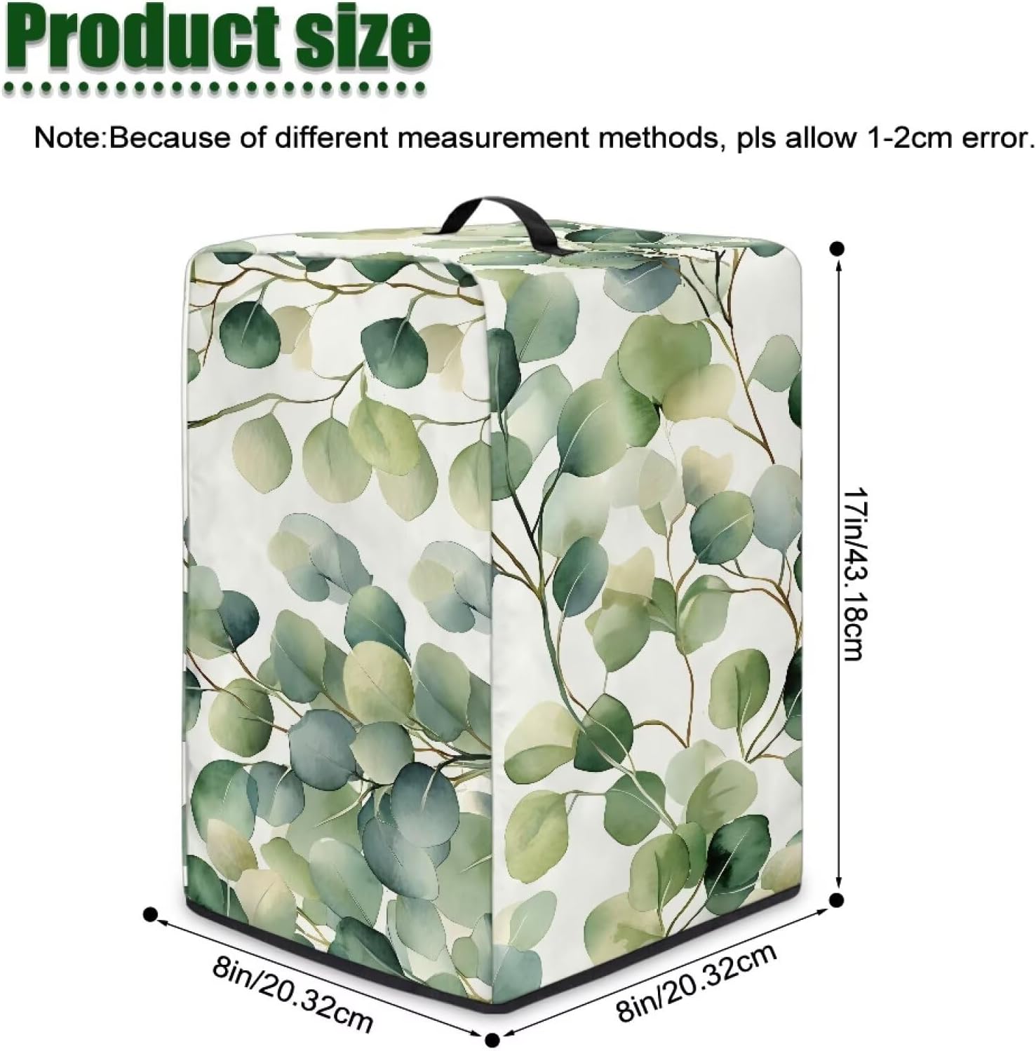 Green Leaves Blender Dust Cover for Kitchen – Stylish Juicer Cover with Floral Prints, Fits Most Blenders & Stand Mixers, Easy to Clean & Foldable, Home Decor