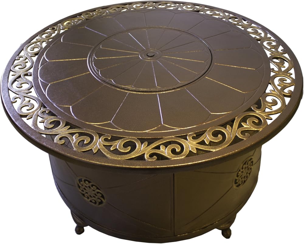 Hiland 48'' Cast Aluminum Propane Fire Pit Table, 42K BTU's, Round