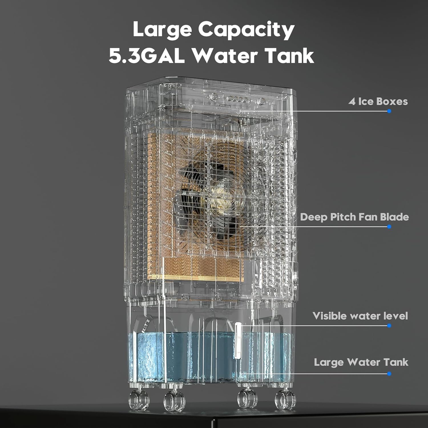 Auertech 1800CFM Swamp Cooler with Remote, 5.3 Gal Evaporative Air Cooler with 12H Timer, 3 Speeds, 120°Oscillation, Indoor Outdoor Portable Swamp Cooler Air Conditioner for Room, Garage