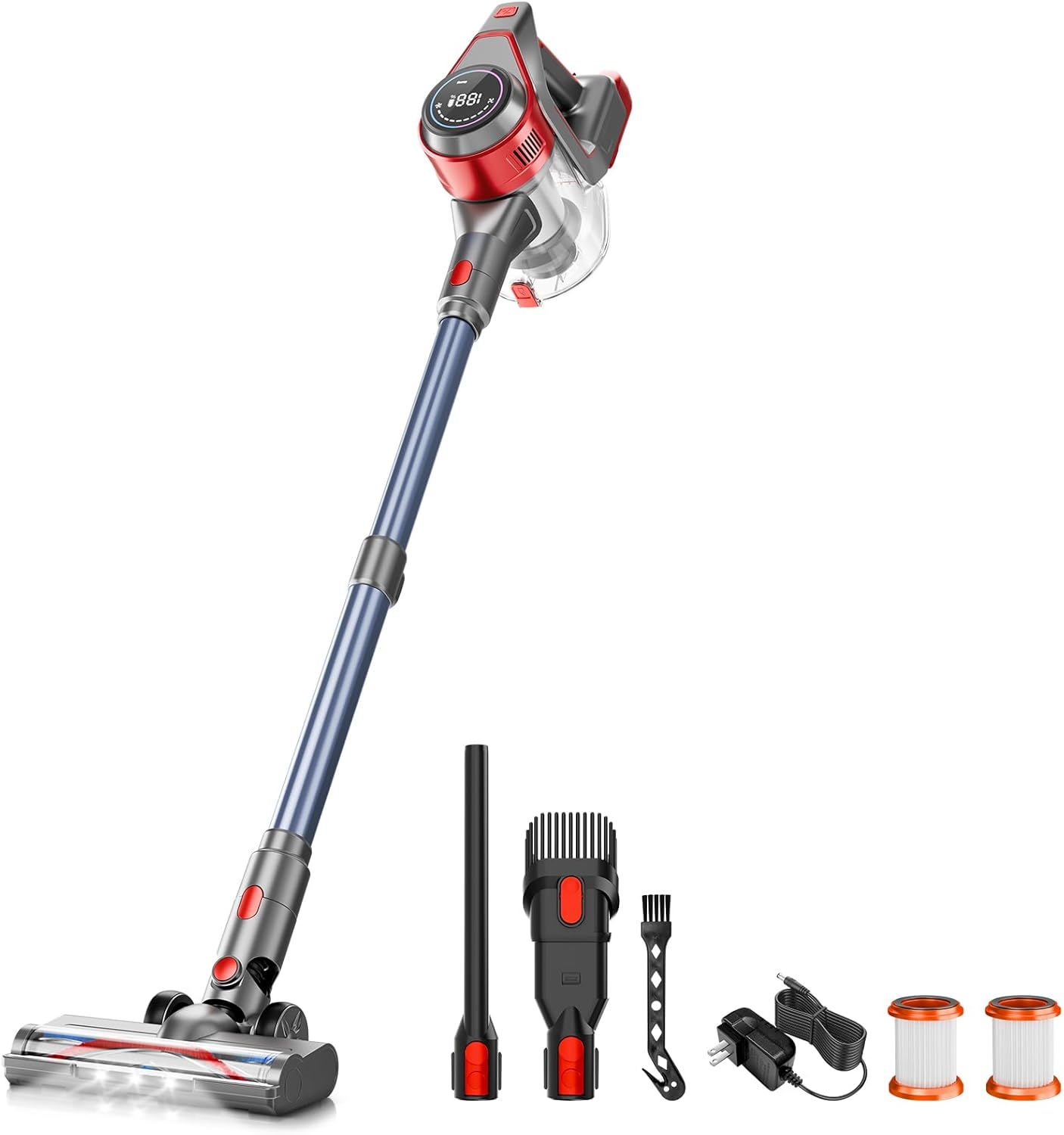 KIKETECH Cordless Vacuum Cleaner, 8 in 1 Vacuum Cleaners,1.7 L Dust Cup, Rechargeable Vacuum Pet for Hair, Carpet, Hardfloor，Y5