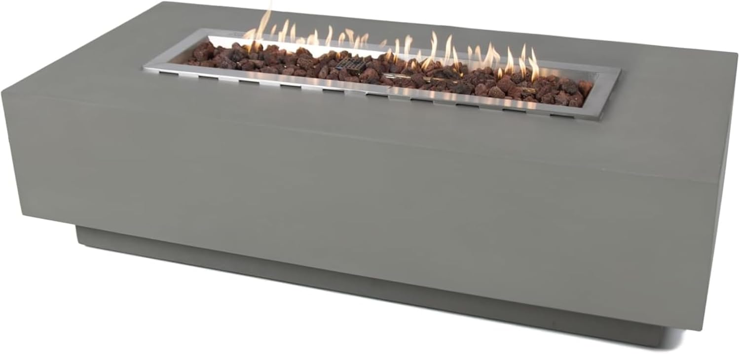 Granville Fire Table Light Grey Propane Gas Fire Pit Modern Outdoor Fire Table with Lava Rocks & Weather-Resistant Finish Stylish Patio Heating Solution