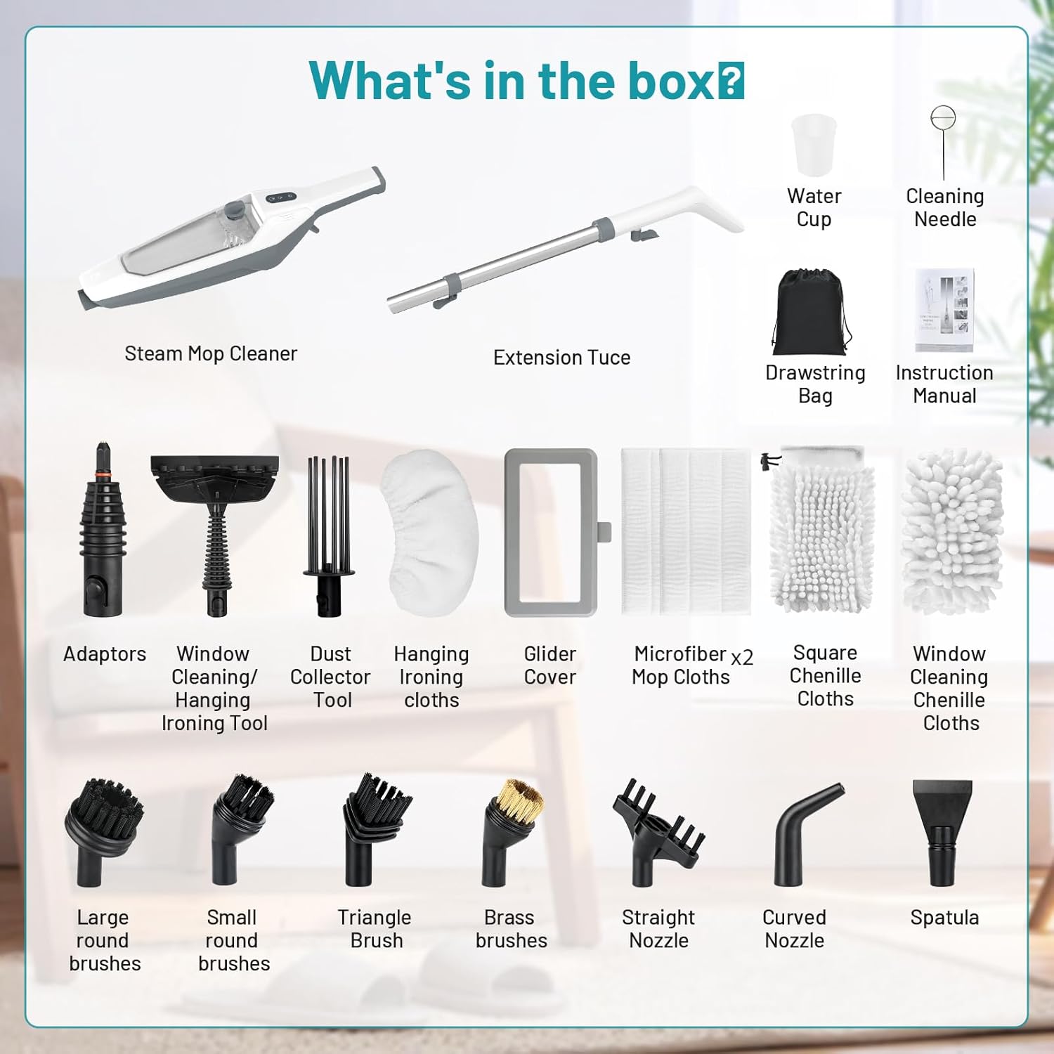 Steam Mop for Floor Cleaning, 12 in 1 Handheld Steam Cleaner for Home, Floor Steamer for Hardwood Windows Tile Laminate Shutter & Clothes with Attachments (White)