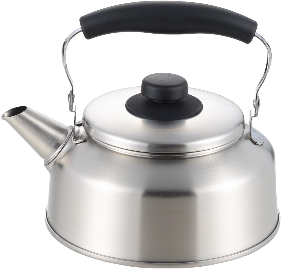 Yoshikawa Wide Mouth Stovetop Kettle, 2.6 L Silver, Easy-pour Tapered Mouth