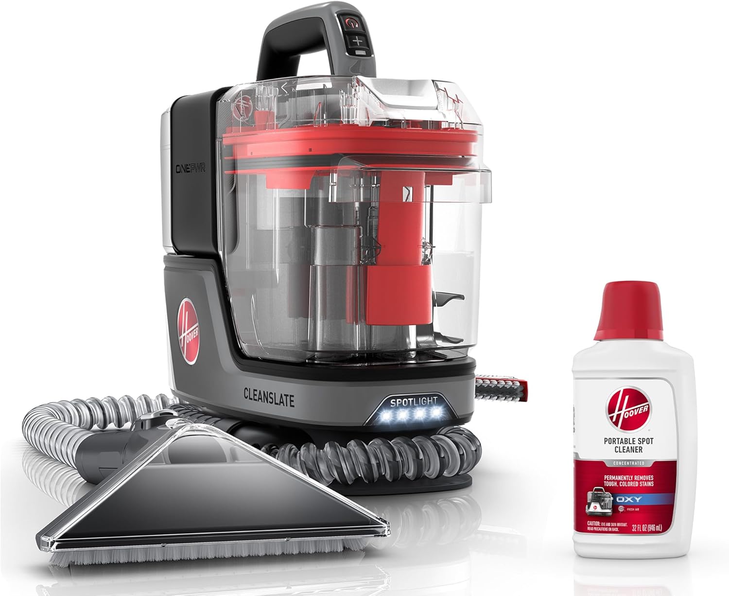 Hoover ONEPWR CleanSlate Cordless Carpet & Upholstery Spot Cleaner, BH14000V + Hoover Oxy Portable Spot Cleaner Solution, Carpet Cleaning Shampoo, 32 oz Formula, AH31711